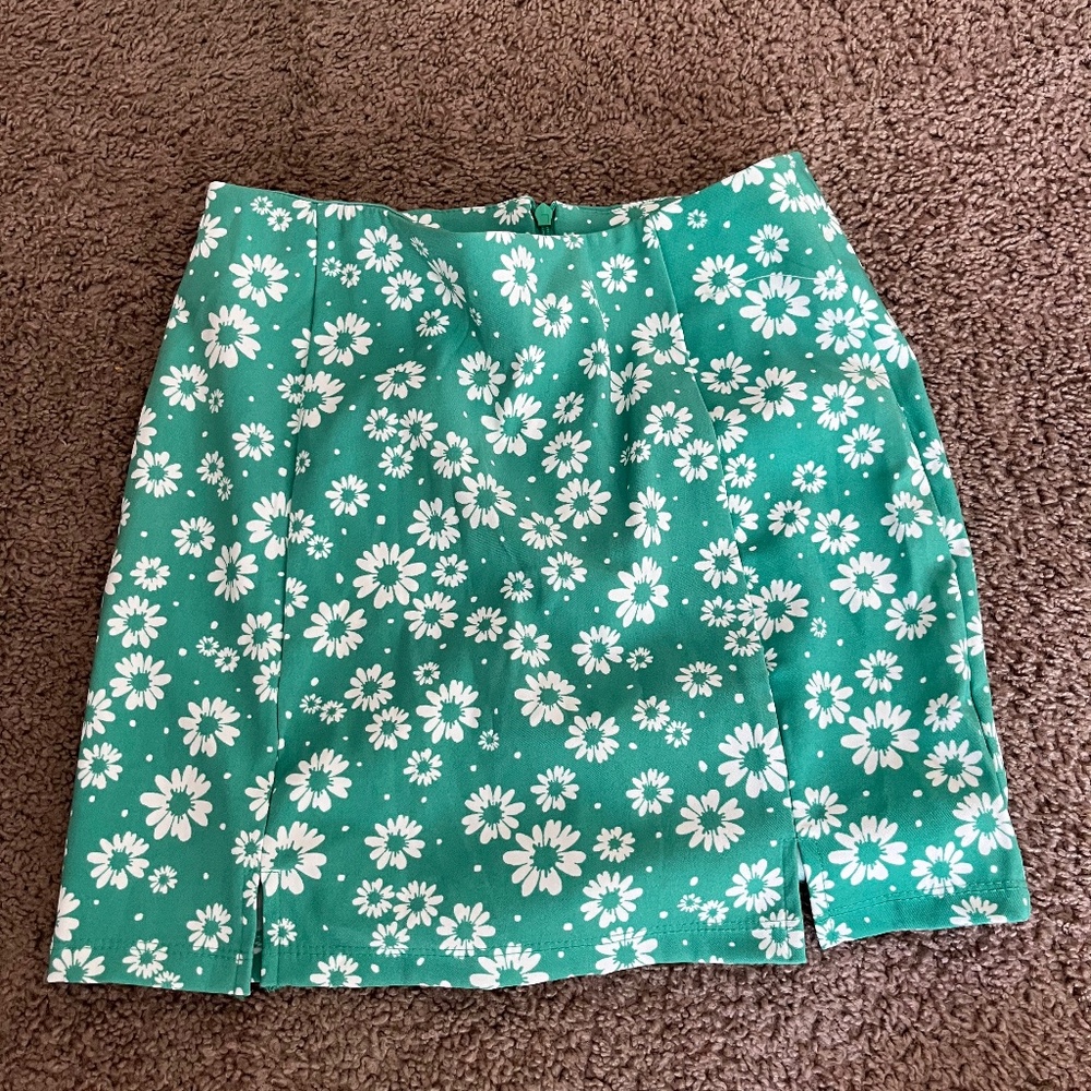 Green Floral Skirt